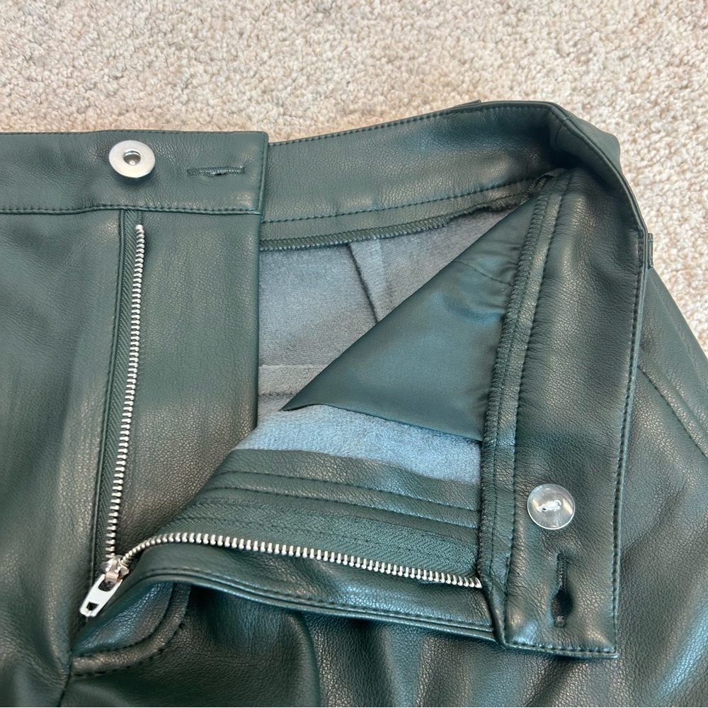 7 for all mankind dark green faux leather cargo pants drawstring ankle NWT - Picture 6 of 14